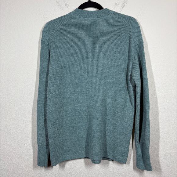 Lululemon 4 Crew Neck Sweater Green Merino Wool Cotton Blend Ribbed Long Sleeves - Picture 2 of 8